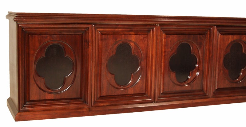 Mid-20th Century Monumental  Monteverdi-Young Walnut Cabinet with Ebonized Clover Motif For Sale