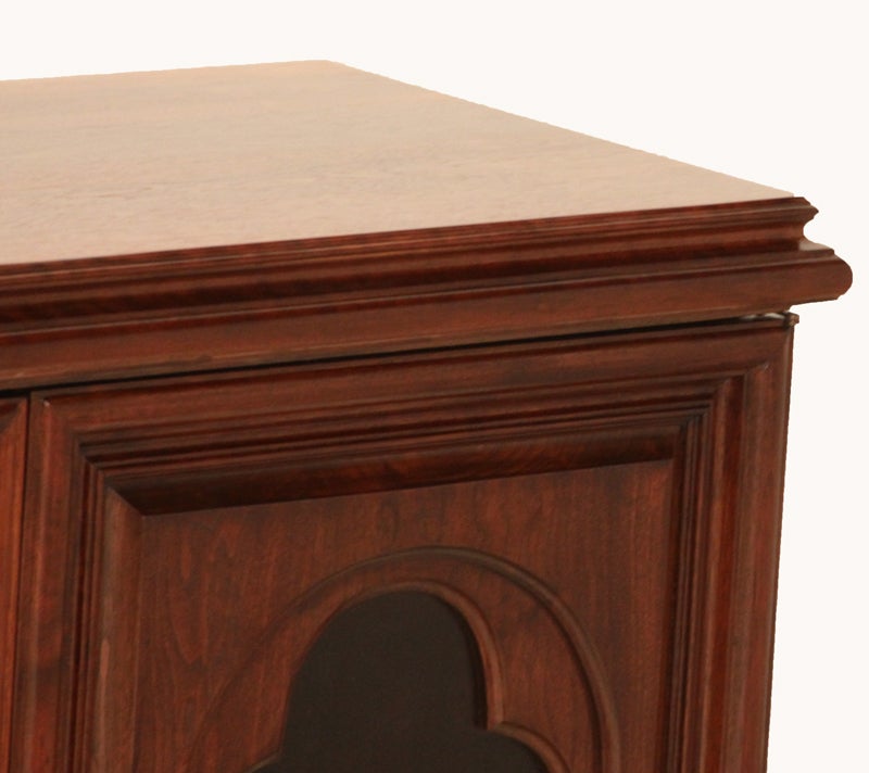 Monumental  Monteverdi-Young Walnut Cabinet with Ebonized Clover Motif For Sale 1