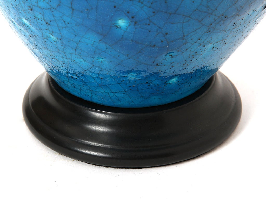 Mid-20th Century Blue Ceramic Table Lamp