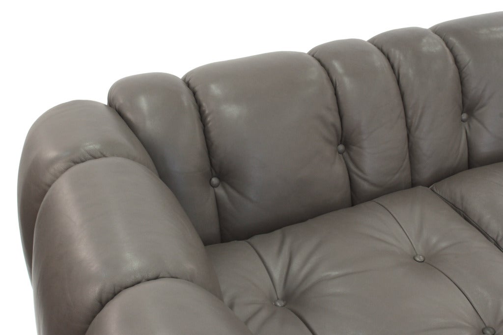 Chic Large Leather Sofa by Pace Collection For Sale at 1stDibs