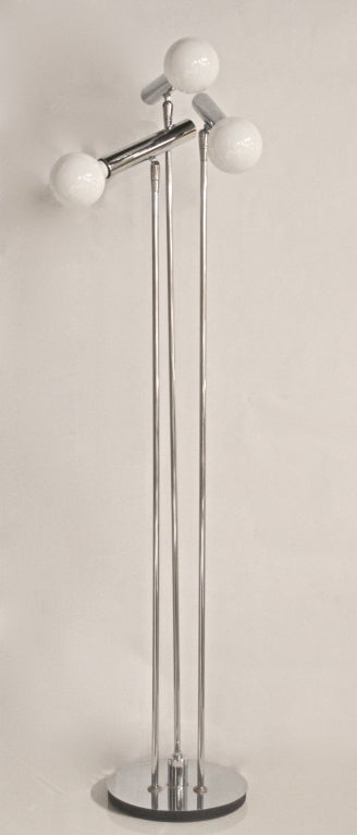 Mid Century Articultated Chrome Three Armed Floor Lamp