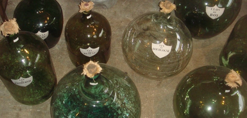20th Century French Demijohn Glass Bottles