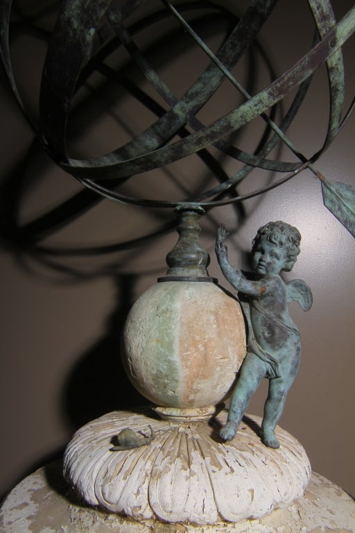 19th Century Antique Large Copper Armillary Sundial For Sale