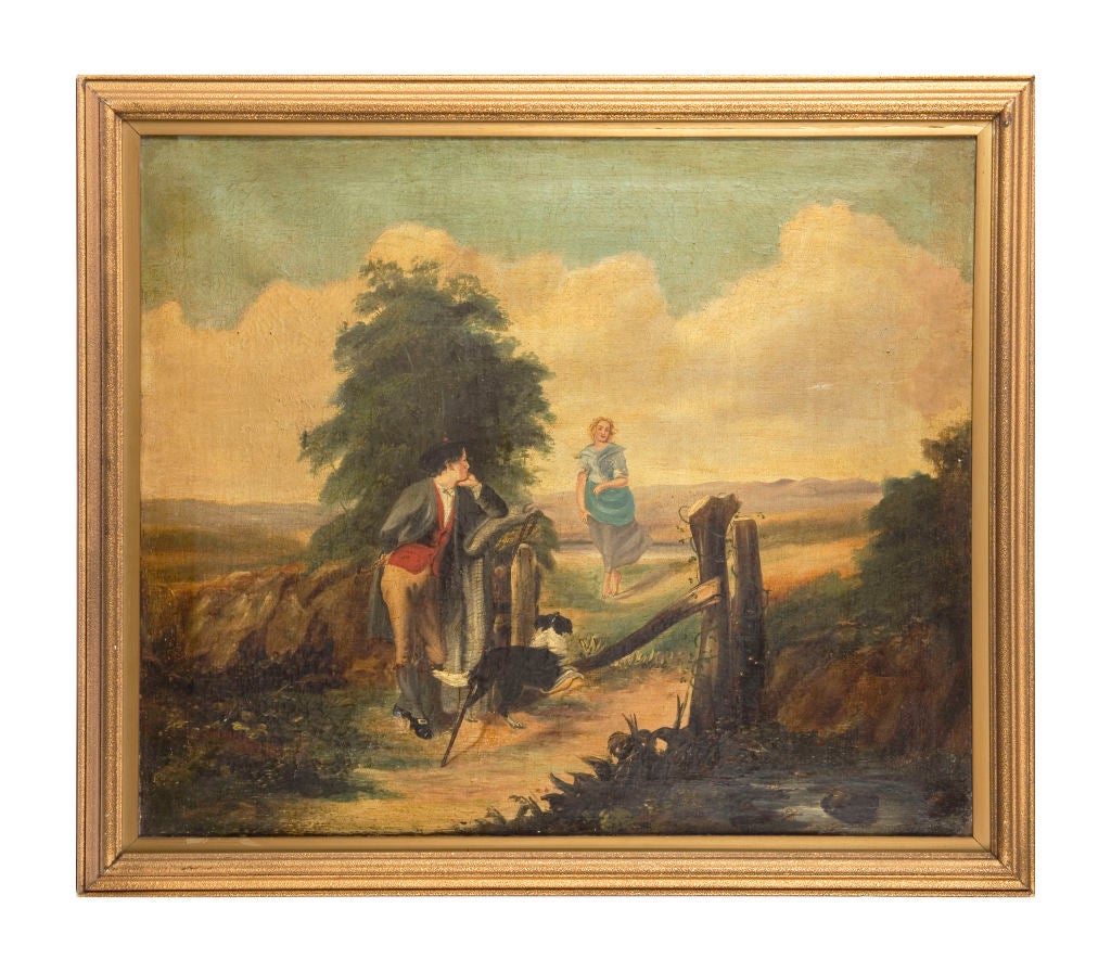 19th century naive oil on canvas.