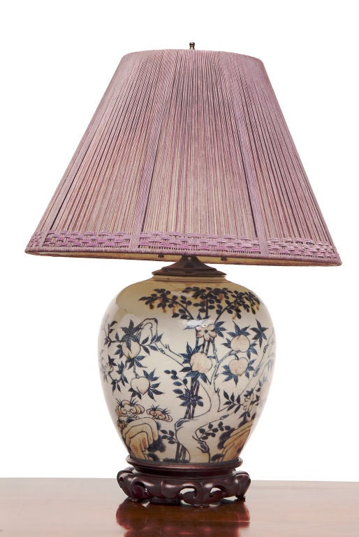 19th Century Chinese Blue and White Lamp.