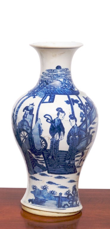 Blue and white Chinese porcelain vase.