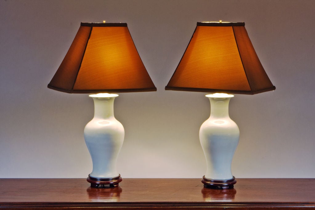 Pair of White Porcelain Fish Tail Vases