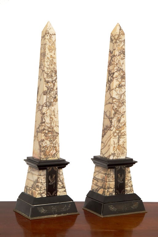 A Pair of Egyptian Revival Obelisks.
