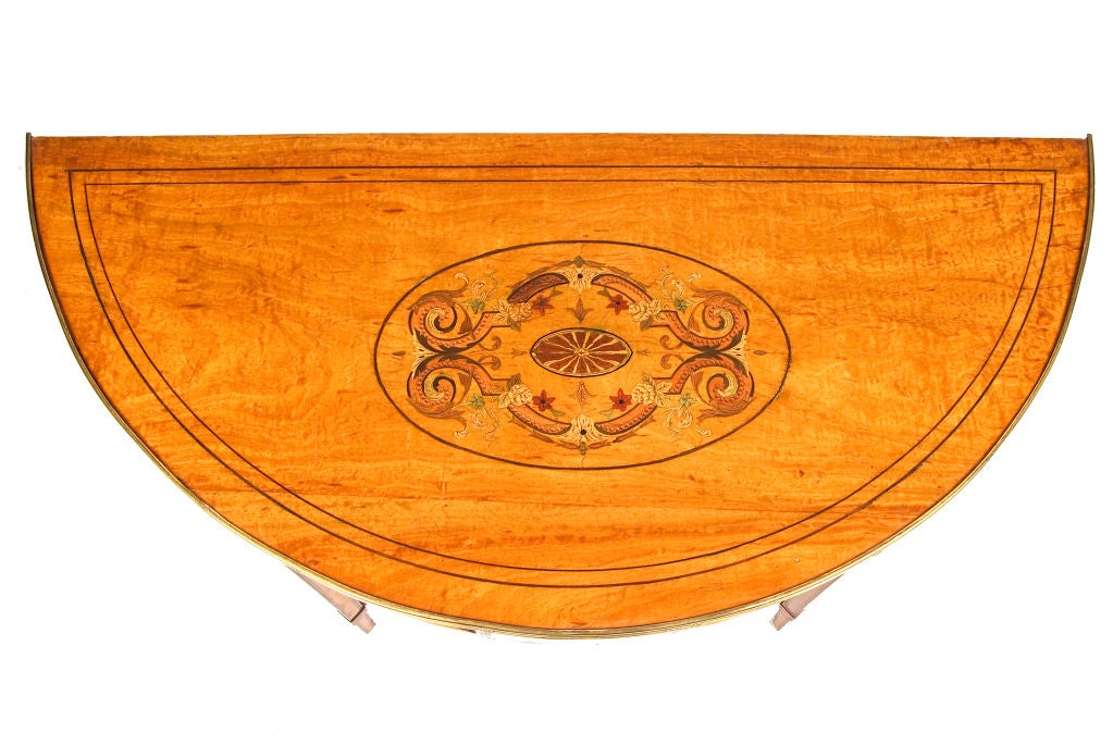 Georgian 18th Century Satinwood Demilune Console Table