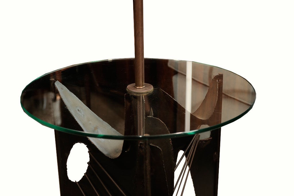 Laurel Studios Brutal Glass End Table Lamp In Excellent Condition For Sale In New York, NY