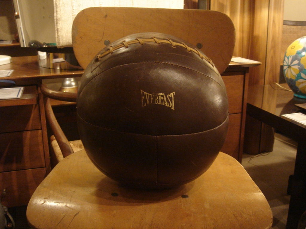 Vintage Brown Leather Medicine Ball by Everlast