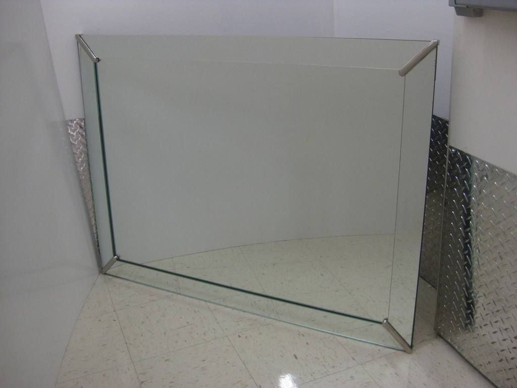 American Large Convexed Art Deco Shadow Box Modernist Mirror