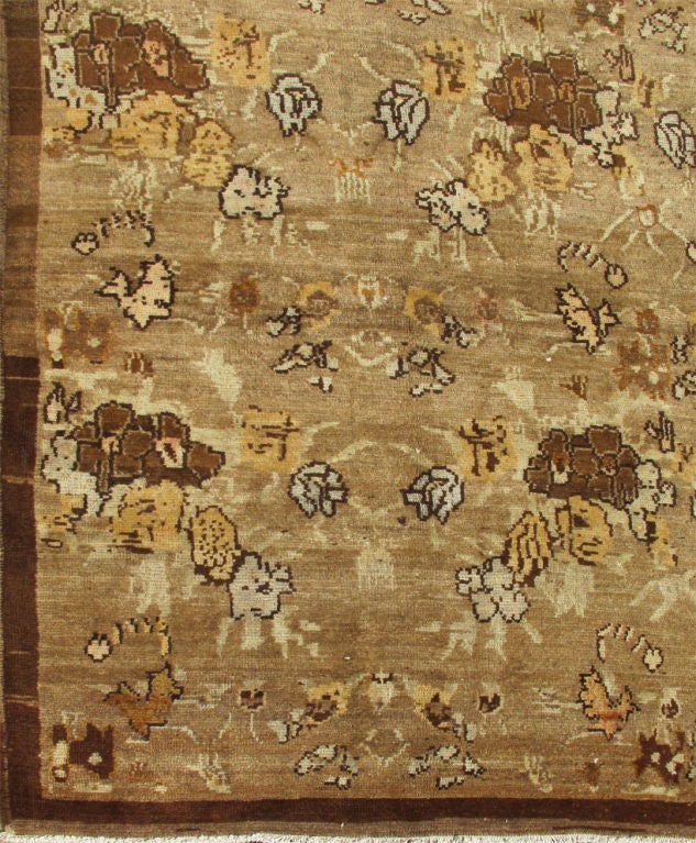 Mid-Century Modern Vintage Turkish Tulu Carpet with Floral in 