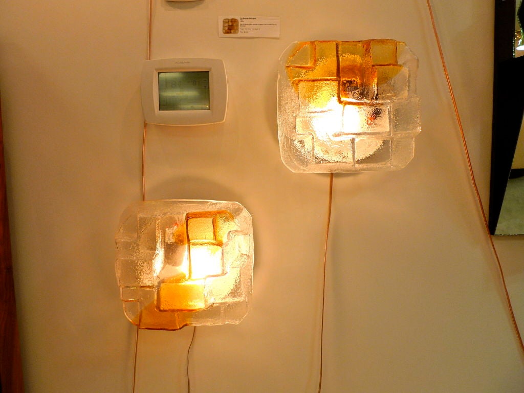 Mazzega Murano Textured Glass Ceiling or Wall-Mounted Lights In Excellent Condition For Sale In Hanover, MA