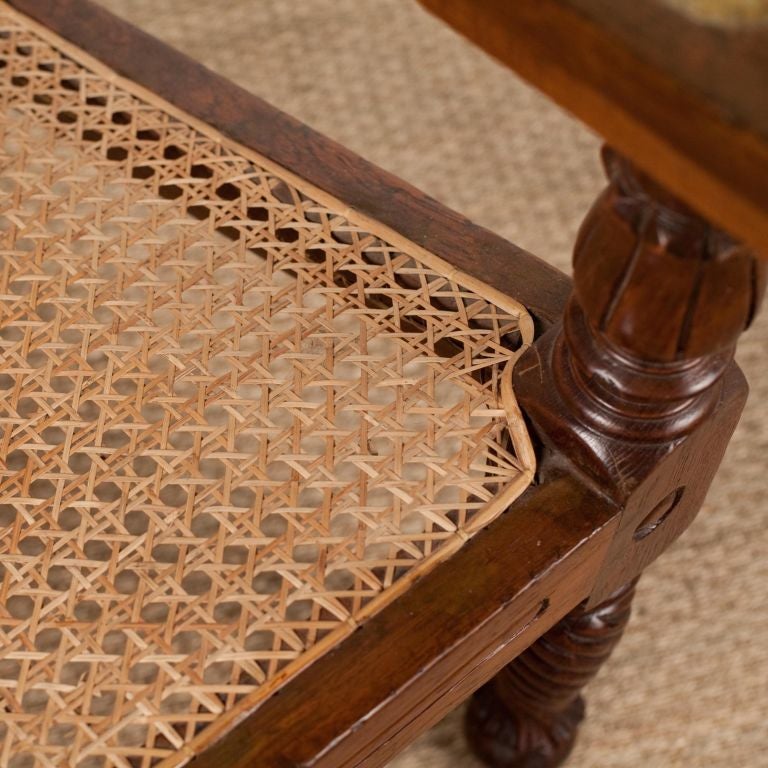 Anglo-Indian Teak Plantation Chair with Rattan Seat 4