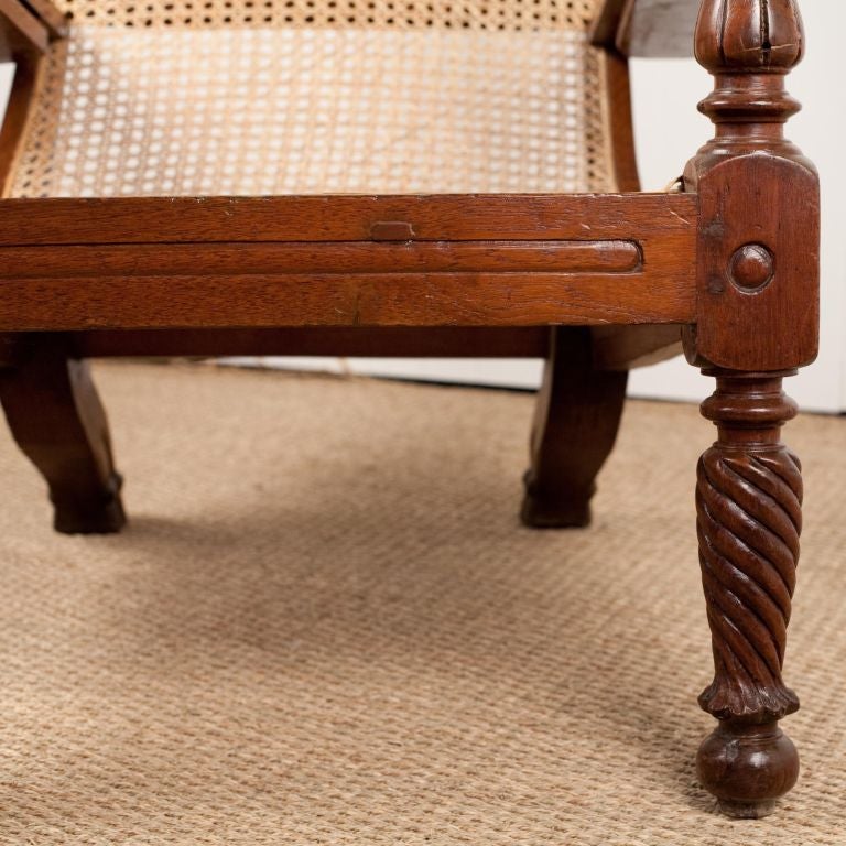 Anglo-Indian Teak Plantation Chair with Rattan Seat 5
