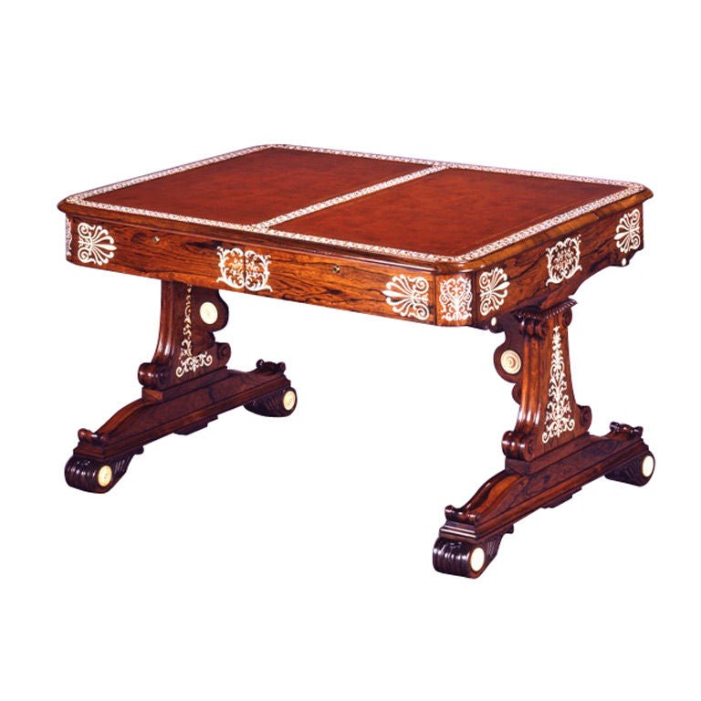 An Unusual George Iv Ivory-inlaid Double-sided Library Table