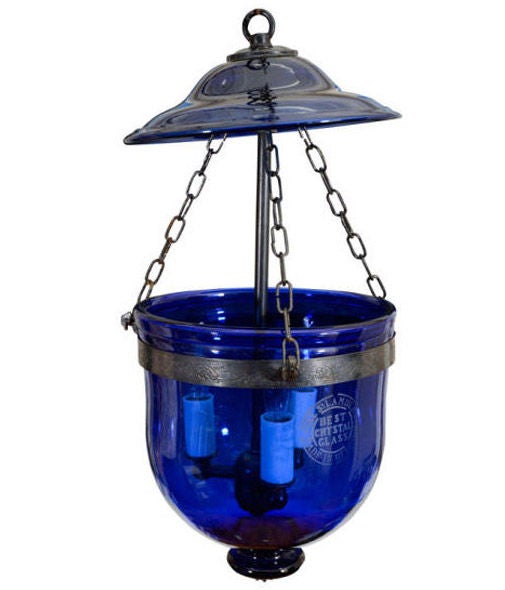 Turn of the Century Val St. Lambert  Colored Glass Bell Lantern 4