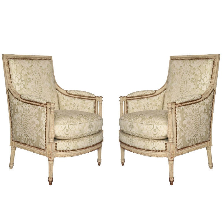 Pair of Painted Directoire Style Bergère Chairs