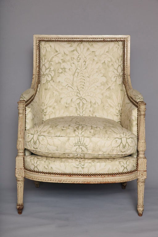 French Pair of Painted Directoire Style Bergère Chairs