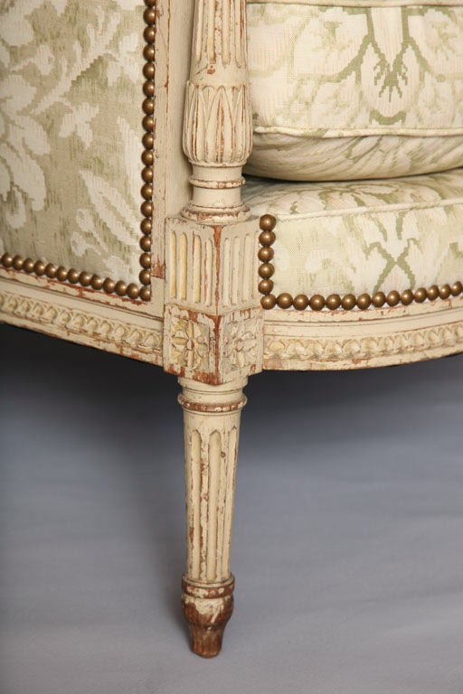19th Century Pair of Painted Directoire Style Bergère Chairs