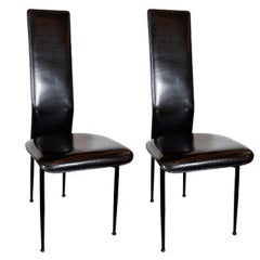 Pair of  Modernist High Back Dining/Occasional Chairs