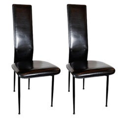 Pair of Modernist High Back Dining/Occasional Chairs