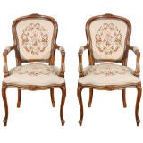 Used Pair of  Louis XV French Provencial Style open Armchairs