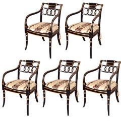 Set of 5 Regency Style Armchairs by Baker