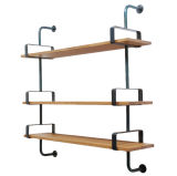 French Iron and Oak Wall Shelves