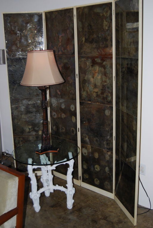 Samuel Marx Oxidized Mirror Screen from the LeRoy Estate In Excellent Condition For Sale In Los Angeles, CA