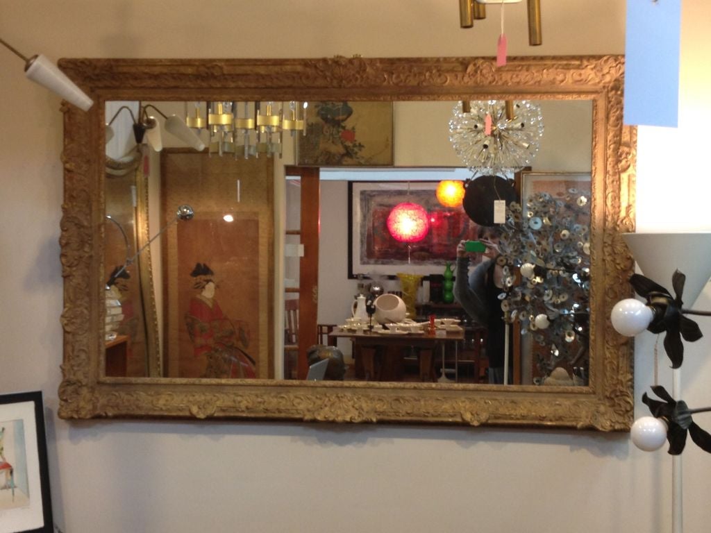 20th Century Large Mirror with Elaborate Vintage Gilt Wood Frame
