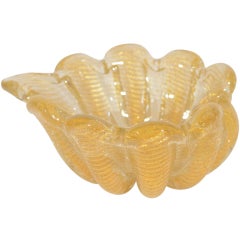 Murano Shell Bowl or Ashtray with 24K Gold Flecks by Seguso