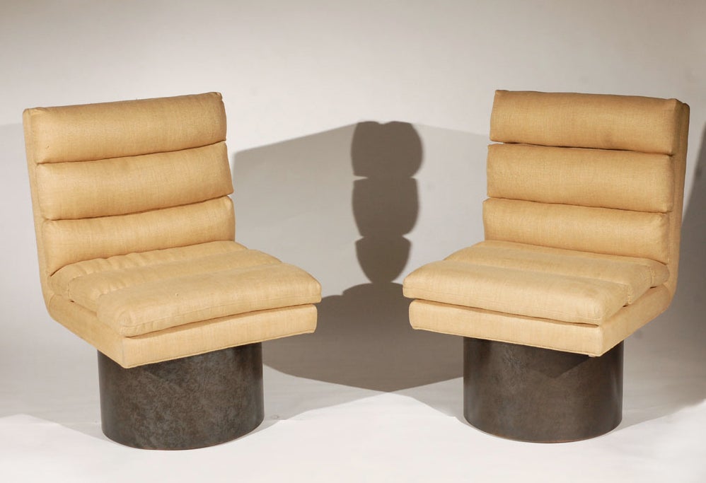 A Set of Six Oversized Modern Italian Swivel Chairs. Italy, 1970s. A great pair of over sized and generously upholstered swivel chairs.