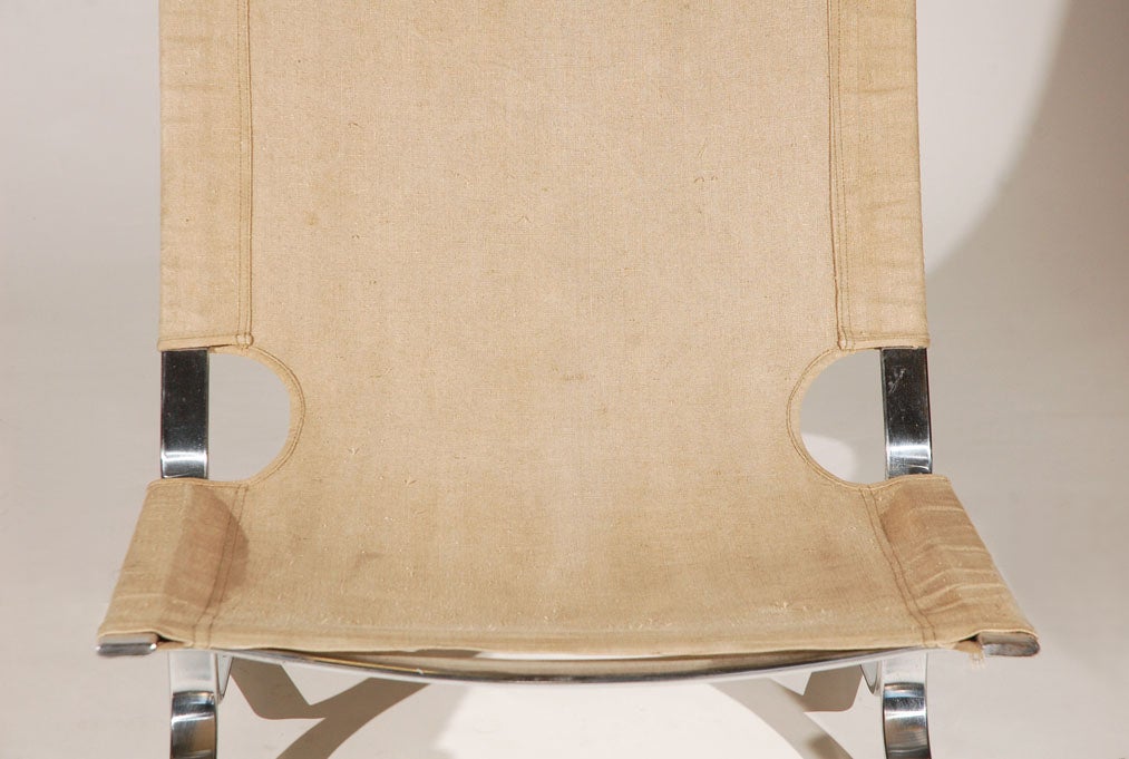Stainless Steel A Chrome Sling Chair in the Style of Ingmar Relling
