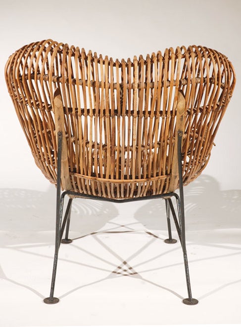 Mid-20th Century A Rattan Lounge Chair in the Style of Franco Albini