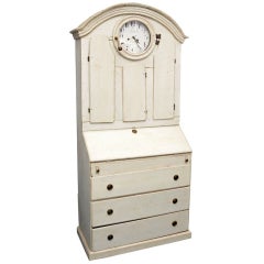 Gustavian  Secretary  With Clock