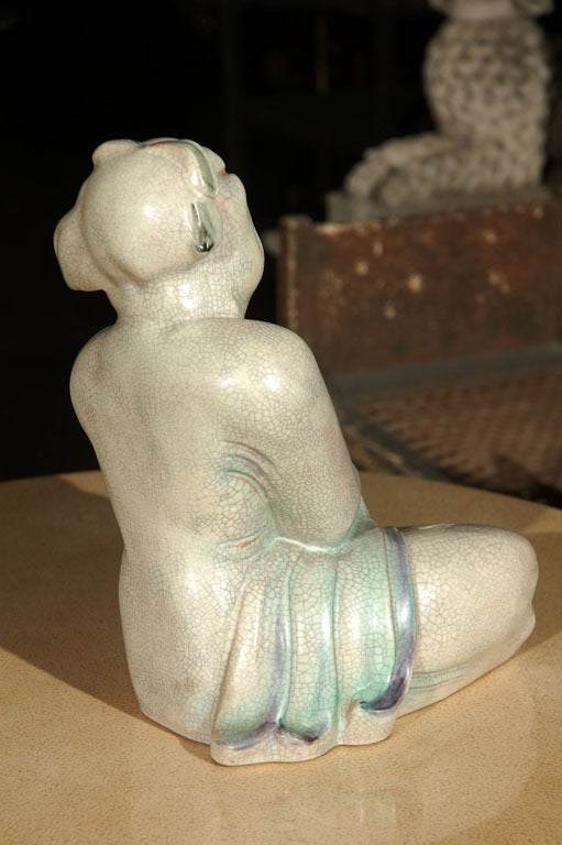 Ceramic Large Crackle Glazed Buddha Figure