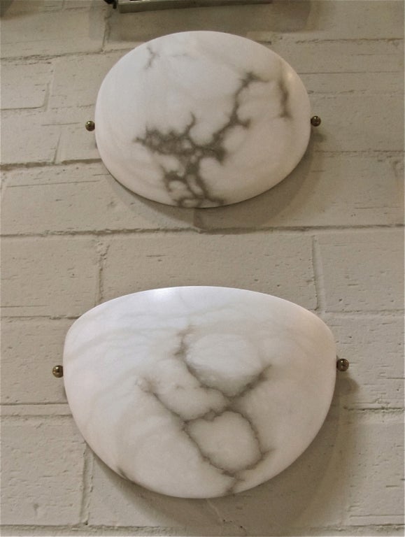 Mid-20th Century Pair Alabaster Wall Sconces by Lightolier