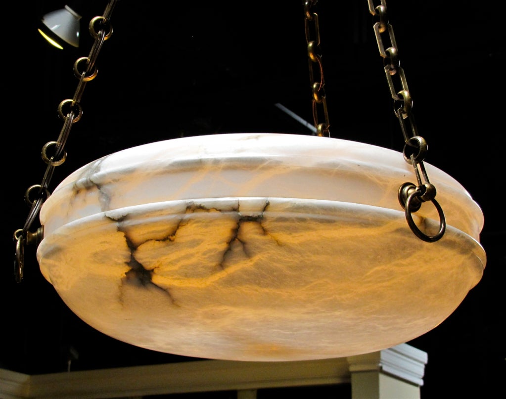 Pair French Alabaster Ceiling Light Pendants 1