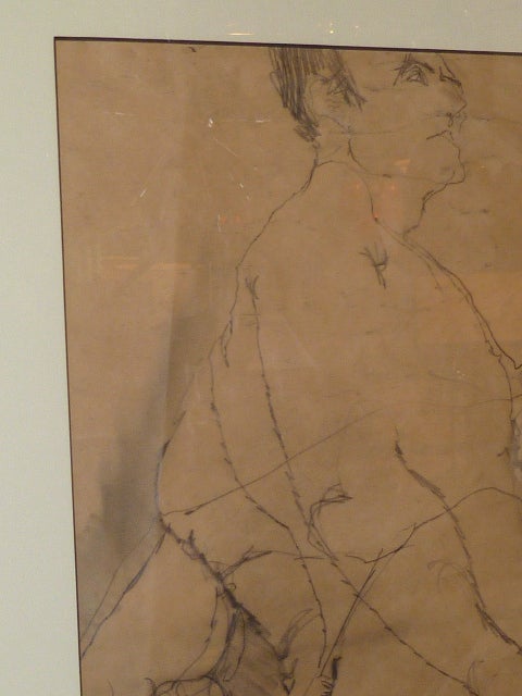 Academic Male Nude Pencil on Paper Framed 2