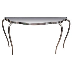 Vintage Scalloped Console Table with Mirrored Top by Stark