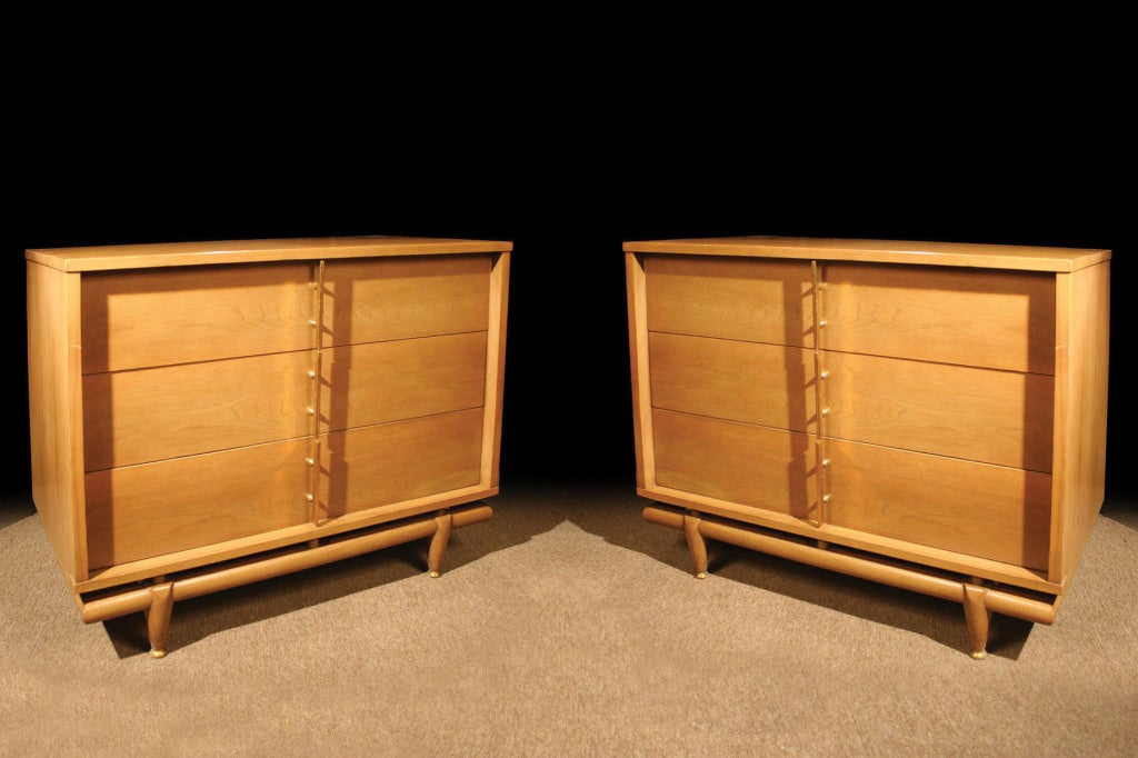 American Pair Bleached Walnut Chests by Kent Coffey. Circa 1960