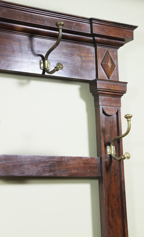 William IV English Mahogany and Brass Coat Rack In Excellent Condition In Essex, MA