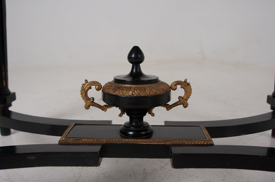 French Louis XVI Style Ebonized & Brass Inlaid Desk 4