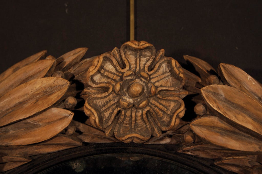 19th Century Laurel Wreath Convex Mirror