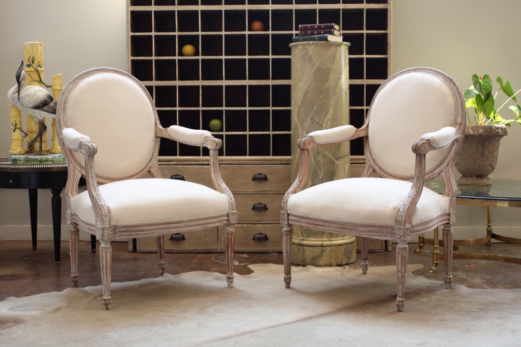 Pair of Louis XVI Walnut Armchairs