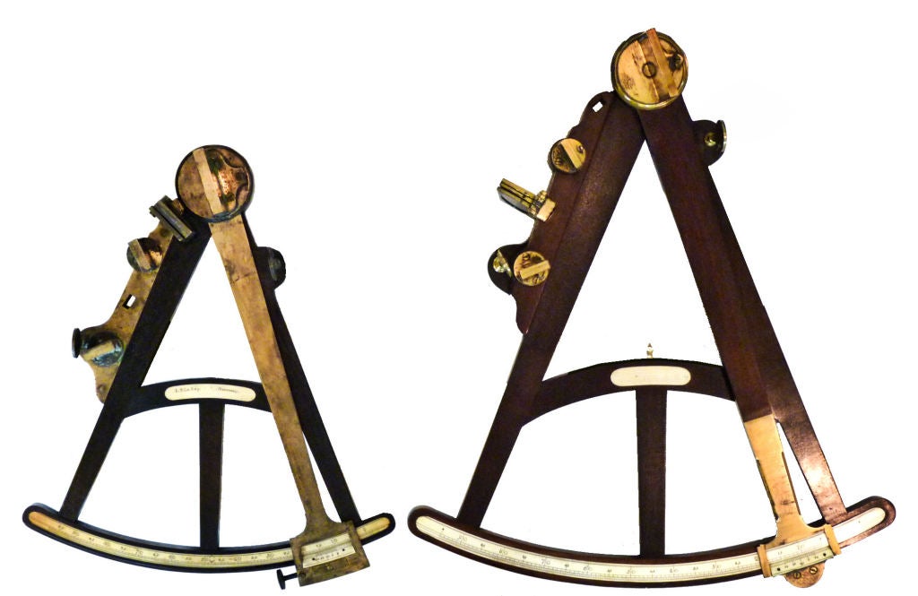 British Rare Giant Nautical Antique Ships Octant Gold Gilt Fixtures For Sale