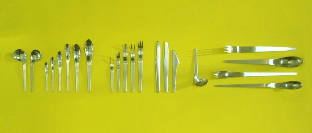 Stainless Steel Arne Jacobsen Flatware For 12, 172 Pieces Made By A Michelsen