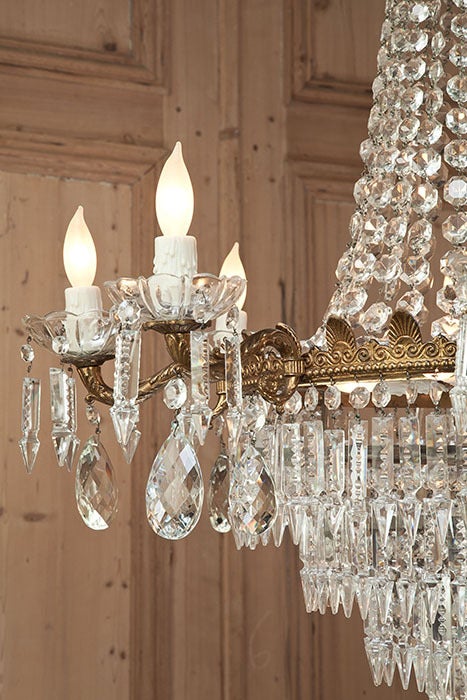 antique bronze and crystal chandelier